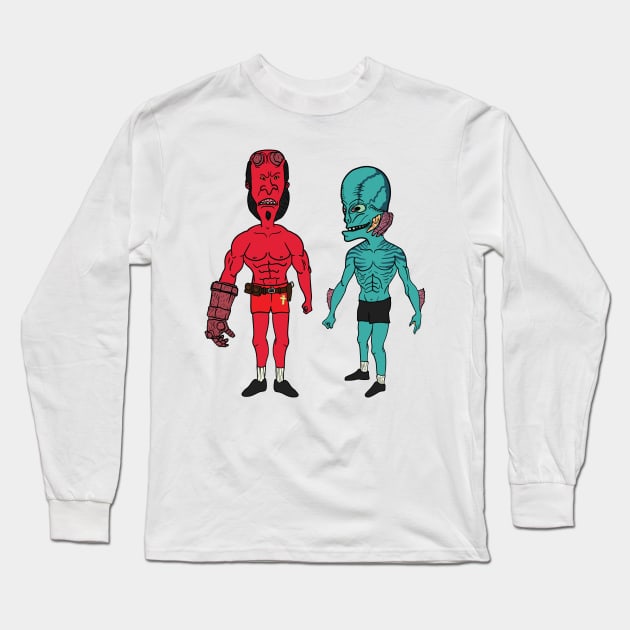 Beav Sapien & HellButt Long Sleeve T-Shirt by CalebLindenDesign